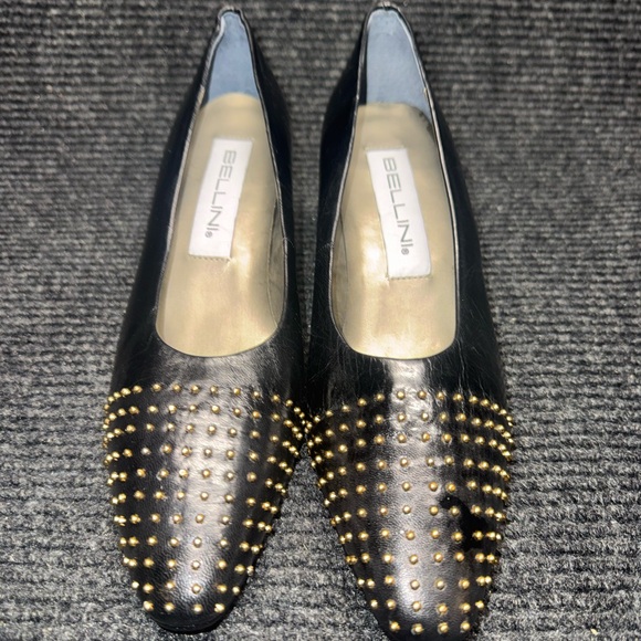 Bellini Shoes - Bellini Black and Gold Studded Flats